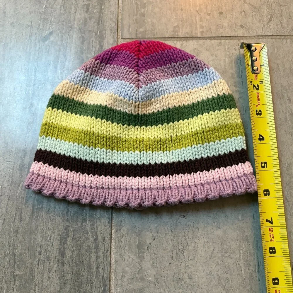Baby GAP Knit Striped Lined Beanie Pink Toddler 2-3 years